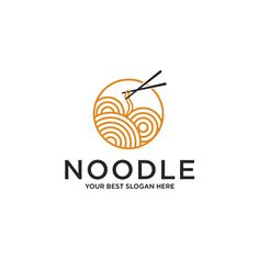 noodle logo with chopsticks and noodles in the bowl, on a white background