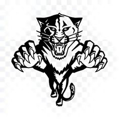 a black and white image of a cat with its paws out, showing the claws