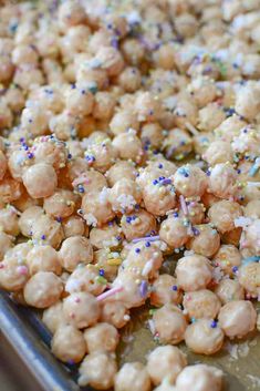 there are sprinkles on top of the food in the pan and it is ready to be eaten