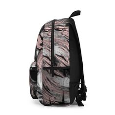 Backpack - Large Water-Resistant Bag, Black Pink White Abstract Pattern. Have you got room for all that? With our roomy and durable backpack, you will! This bag is made from spun polyester and weights 1.3 lbs, just enough to be light, strong and long-lasting. Grab it, stow it, throw it onto the seat next to you, this backpack can take it, and so will you, wherever you go!.:100% polyester.:Lightweight and waterproof.:Adjustable shoulder straps.:Custom name tag sewn inside.:NB! Size variance +/- 0 Urban Backpack For Everyday Use And Back To School, Casual Standard Backpack For Back To School, Urban Nylon Backpack For School, Casual Black Backpack For Streetwear, Urban Canvas School Bag, Urban Style Large Capacity Rectangular Backpack, Urban Large Capacity Rectangular Backpack, Black Canvas Backpack For Back To School, Nylon Backpack For Streetwear