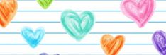 colorful hearts drawn on lined paper