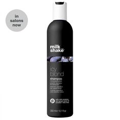 milk-shake-icy-blond-shampoo-300-ml Silver Toner, Porous Hair, Brassy Hair, Milk Shake, Black Pigment, Rice Bran Oil, Milk Protein, Grapeseed Oil, Hair Shampoo