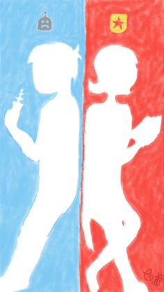 a child's drawing of a boy holding a baseball bat next to another kid