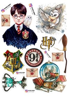 some harry potter stickers are on display