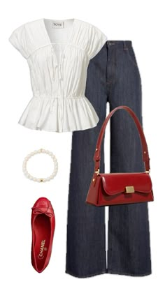 Classy Outfits For Women Casual, Uni Outfit Ideas Summer, Casual Day Outfits, Baggy Pants, Lookbook Outfits, Red Shoes