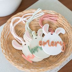 some bunny ears are sitting in a basket