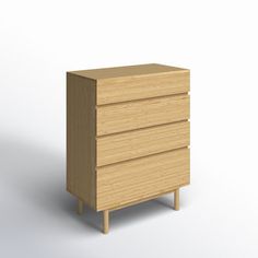 a wooden dresser with three drawers on one side and an open drawer on the other