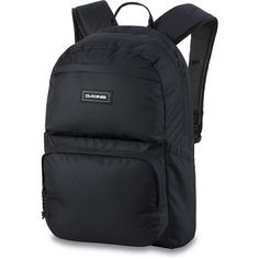 a black backpack with the word dakin on it's front and side pockets