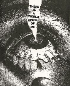 there is a world inside of me poster with an image of a man's eye