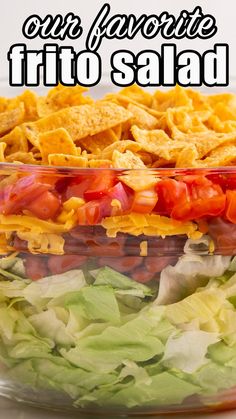 a salad with tortilla chips and lettuce in it