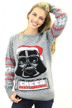 Star Wars Darth Vader Lack of Cheer Disturbing Ladies Christmas Sweater Jumper Knitted Star, Sith Lord, Star Wars Merchandise, The Sith, Geek Fashion