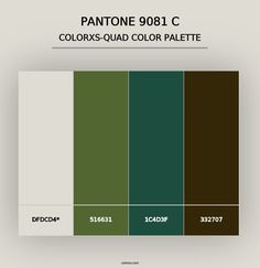 the pantone color scheme is shown in shades of green, brown and beiges