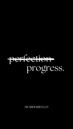 a black book cover with the words perfection progress