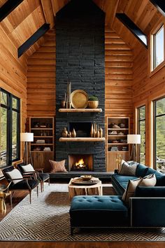 a living room filled with furniture and a fire place