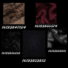 several different colors of fur are shown in this image, including red, black, and white