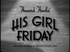 the poster for his girl friday