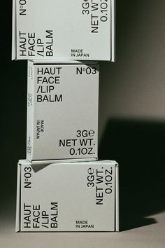 three tickets stacked on top of each other in front of a white background with the words haut face / lipp / balm