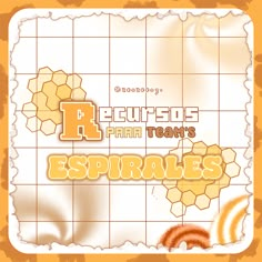 an orange and white tile background with the words espirales