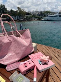 Pink Goyard Aesthetic, Holiday Bags Summer, Cute Pink Tote Bag, Pink Goals Aesthetic, Pink Summer Vibes, Kisses And Croissants Aesthetic, Pink Wishlist Ideas, Summer Girly Aesthetic, Girly Vibes Aesthetic