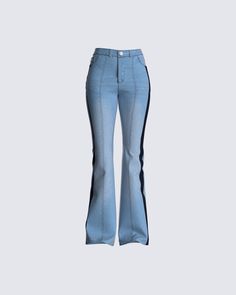 An elevated take on the classic blue jean we all love and want for when we’re feeling a little more casual 💁🏻‍♀️ Pair with any top for the ultimate look. YEAH, they’ll all wanna be you 🤤 Pants Png, Brown Halter Dress, Black Flared Jeans, Png Outfits, Chanel Jeans, Singer Dr, Outfit Pieces, Future Of Fashion, Purple Maxi Dress