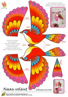 Bird Paper Craft, Paper Puppets, 3d Paper Crafts, Fashion Diy