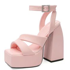 TAAFO Solid Diamonds Buckle Strap Sandals High Heel Shoes Party Wedding Thick Heel Platform Women Shoes White-35 Summer Sandals With Round Toe For Banquets, Round Toe Sandals For Banquet In Summer, Summer Banquet Sandals With Round Toe, Glamorous Open Toe Sandals For Banquet, High Heel Sandals For Spring Banquet, Glamorous Summer Wedding Shoes For Banquet, Open Toe Sandals For Spring Banquet, Spring Banquet Open Toe Sandals, Summer Banquet Heels With Round Toe