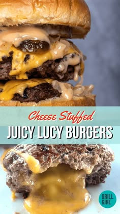 the cheese stuffed juicy burgers are ready to be eaten