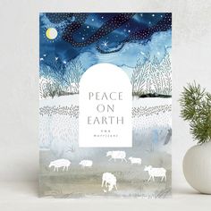 Winter Pastoral Holiday Cards by Eve Schultz | Minted Watercolour Winter, Christmas Card Watercolor, Card Watercolor, Christ Church, Holiday Postcards, Peace On Earth, Christmas Postcard, Holiday Wedding, Holiday Photo Cards