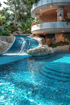 15 Modern Pool Designs Transforming Your Backyard Home Pool Indoor, Dream Swimming Pools, Santorini Inspired Pool, Cool Swimming Pool Designs, The Pool Rooms, Infinity Pool Design Ideas, Modern Pool Slide, Pool Room Ideas Swimming, Poolrooms Aesthetic