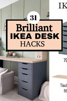 Explore a curated collection of 31 clever IKEA desk makeover ideas to inspire your home office transformation. Revamp your workspace with affordable yet creative hacks that will help you create a functional and stylish work area without breaking the bank. Get ready to elevate your office setup and boost productivity with these innovative solutions. Ikea Home Office Desks, Ikea Desk Space, Study Room Ikea Ideas, Kallax Workspace, Home Office Inspiration Ikea, Diy Home Desk Small Spaces, Make Your Own Desk Home Office, Ikea Office Inspiration, Home Office Ikea Ideas Inspiration