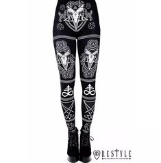 Gothic Trousers, Goth Leggings, Skull Pants, Goth Pants, Gothic Leggings, Designer Leggings, Ram Skull, Skull Leggings, Summer Pants Women