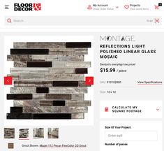 the website for floor decor is displayed in red, white and grey colors with black accents