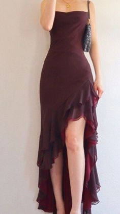 Burgundy Evening Dress, Burgundy Prom, Ruffle Prom Dress, Thrift Inspo, Grad Ideas, Grad Dresses