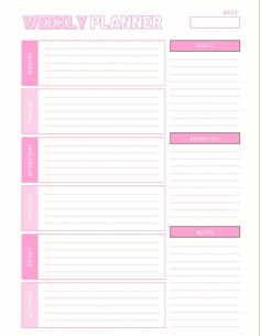 a pink weekly planner is shown in this image