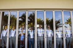 Grand Velas Destination Wedding - Erica and Jaime Reflection Portrait, Caribbean Ocean, Window Reflection, Hotel Staff, Wedding Coordinator