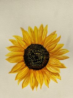 a painting of a sunflower on a white background