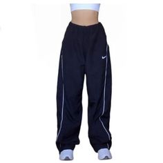 Nike Blue Parachute Pants, Nike Joggers Vintage, Nike Oversized Pants, Blue Nike Pants Outfit, Old School Nike Pants, Nike Joggers Aesthetic, Retro Nike Pants, Where To Buy Vintage Nike, Navy Blue Nike Track Pants