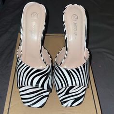 Nasty Gal Zebra Print Heels. Size 8. Never Worn. Good Condition. Black High Heels With Zebra Print, Chic Zebra Print High Heels, High Heel Zebra Print Party Heels, Spring Zebra Print High Heels, Spring Zebra Print Heels, Zebra Print Heels, Black White, Zebra Print, Shoes Women Heels