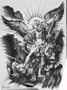 At Michael The Archangel Tattoo, Tattoo Designs Upper Arm, Arch Angel Michael Tattoo, Red Indian Tattoo, Tattoo Simple Design, Dragon Koi Tattoo Design, Union Tattoo, Archangel Michael Tattoo