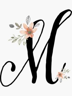 the letter n with flowers and leaves on it's uppercase is shown in black