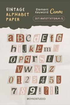 an old - fashioned alphabet is displayed on a piece of paper with the letters in different colors