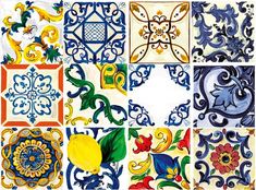 an assortment of colorful tile designs in different styles and colors stock photo - 717982