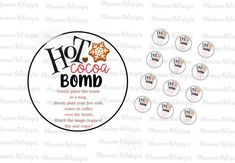 the hot cocoa bomb button set is shown