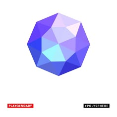 the polygonal object is blue and white with red lettering that reads playgenary