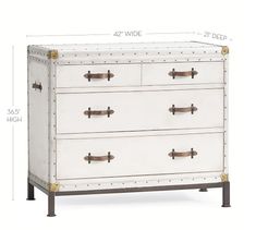 an image of a chest of drawers with brass handles and knobs on each drawer