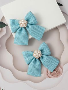 White Hair Accessories With Decorative Bow For Summer, Adjustable Decorative Bow Hair Accessory For Summer, White Decorative Bow Hair Accessories For Summer, Playful Summer Hair Accessories With Bow, Kids Hair Clips, Blue Adjustable Bow Hair Accessories, Butterfly Shape