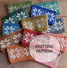 knitted headbands with the text knitting pattern on it in different colors and sizes