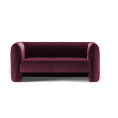 a purple couch sitting on top of a white floor