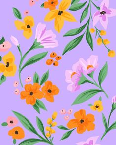 colorful flowers on a purple background