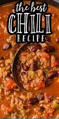 the best chili recipe with beans and sausages in a skillet, on top of a